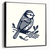 Framed wall art collection showcasing a vibrant garden birds design on textured canvas, featuring a sleek black frame and side view display highlighting intricate details.