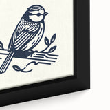 Framed canvas wall art showcasing a vibrant garden birds design, featuring colorful birds perched amid lush greenery, perfect for nature lovers and home décor enthusiasts.