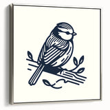 Framed canvas wall art showcasing a vibrant garden bird design in silver frame, highlighting intricate details and vivid colors, perfect for home decor.