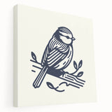 Stretched canvas wall art featuring a vibrant garden birds design, showcasing colorful birds perched among lush greenery, perfect for nature-inspired decor.