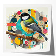 Colorful wall art collection showcasing various garden birds in a vibrant design, displayed in a glossy mockup setting, ideal for home decor enthusiasts.