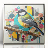 Framed wall art collection showcasing vibrant garden birds in a silver-acrylic design, perfect for enhancing home decor with nature-inspired elegance.