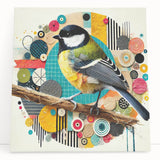 Colorful stretched canvas wall art showcasing various garden birds in a serene outdoor setting, perfect for enhancing home decor with nature-inspired elegance.