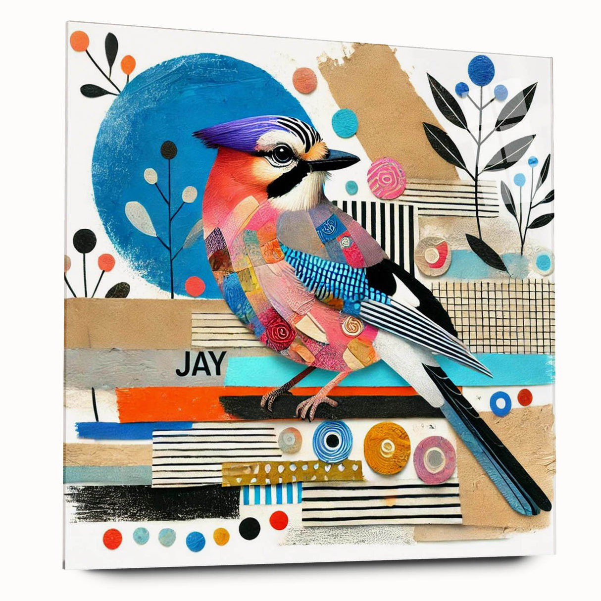 Acrylic glass wall art collection showcasing vibrant garden birds design, featuring intricate details and bright colors, perfect for home decor enthusiasts.