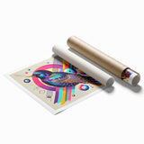 Colorful rolled print of garden birds wall art collection featuring various bird species in a vibrant, nature-inspired design, perfect for home decor or gifting.