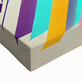 Close-up of a stretched canvas featuring a vibrant garden birds design, showcasing colorful avian illustrations against a soft background, perfect for home decor.