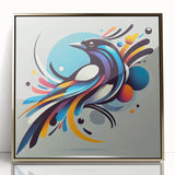 Framed acrylic wall art showcasing a vibrant garden birds design with a gold frame, ideal for enhancing home decor and adding a touch of nature-inspired elegance.