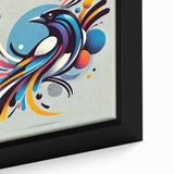 Framed canvas wall art showcasing a vibrant collection of colorful garden birds in a natural setting, ideal for enhancing home decor with nature-inspired themes.