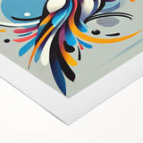 Colorful rolled canvas art showcasing a vibrant garden scene filled with various bird species, perfect for home decor. Ideal for nature lovers and art enthusiasts alike.