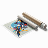 Colorful garden bird wall art print showcasing various species perched amidst foliage, ideal for home decor and nature enthusiasts, rolled for easy framing.