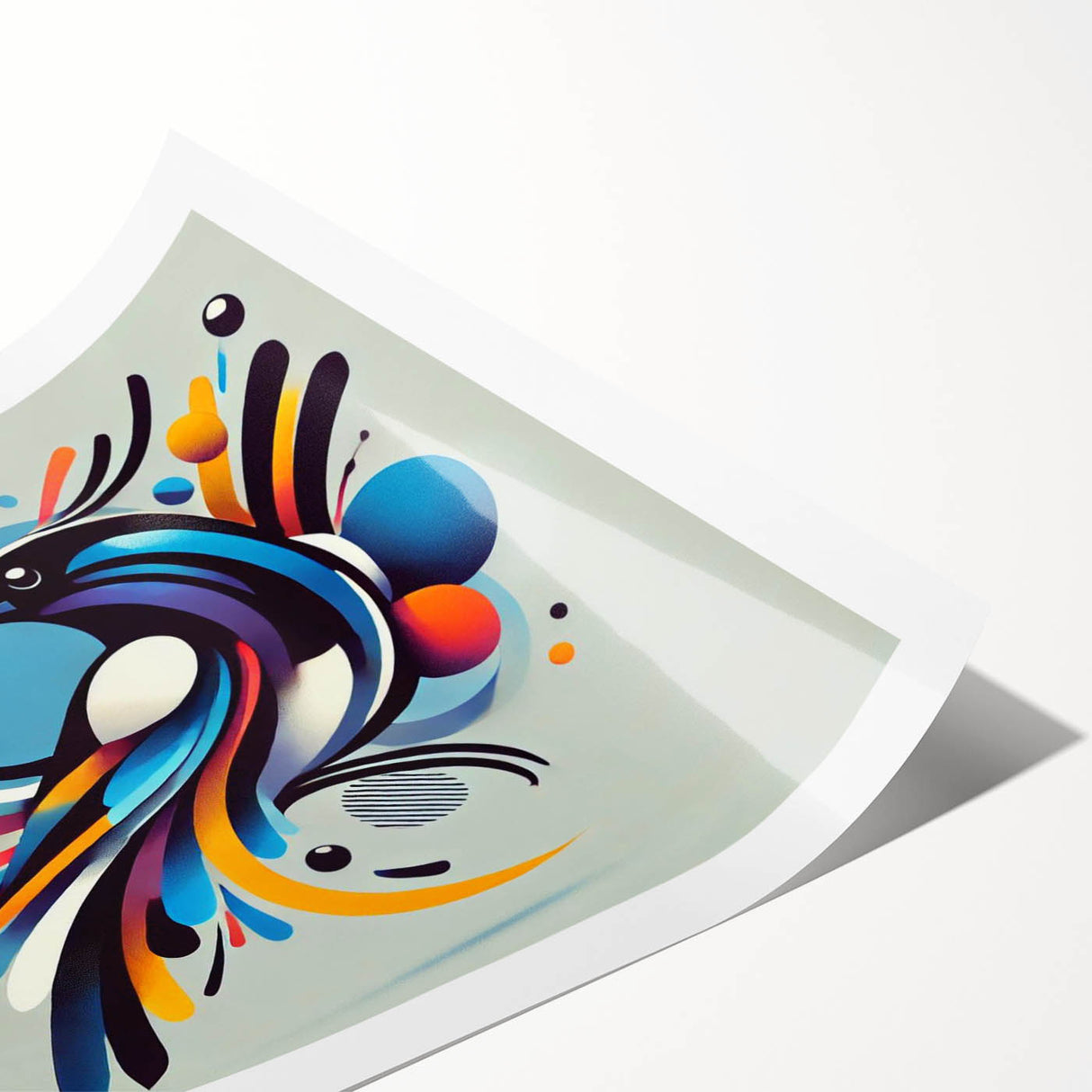 Brightly colored rolled print showcasing a collection of garden birds in a whimsical design, perfect for home decor. Ideal for bird lovers and nature enthusiasts.