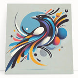 Colorful wall art featuring a collection of garden birds on stretched canvas, showcasing vibrant hues and intricate details, perfect for nature-inspired decor.