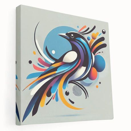 Stretched canvas wall art showcasing a vibrant garden birds design, featuring rich colors and intricate details, perfect for home decor enhancement.