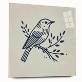 Acrylic wall art collection showcasing vibrant garden bird designs, displayed from a side view on a sleek surface, emphasizing color and detail in a modern home decor setting. Ideal for nature lovers seeking unique wall decor.