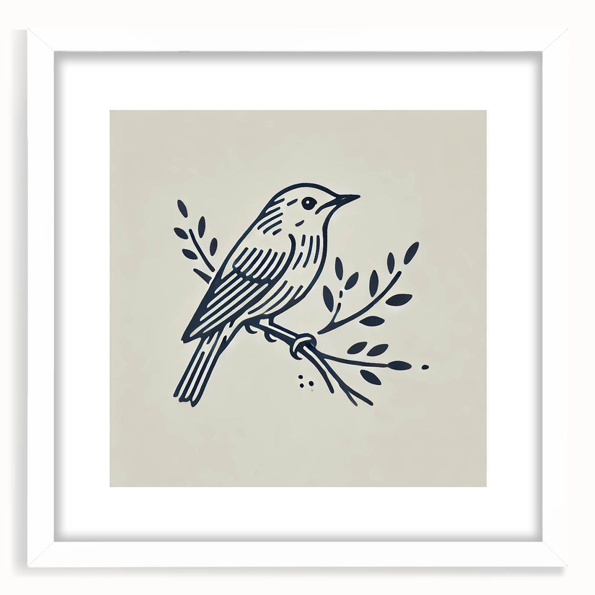 Framed wall art featuring a collection of vibrant garden birds in a white mat, showcasing intricate designs and colors, perfect for home decor enhancement.