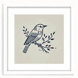 Framed wall art featuring a collection of vibrant garden birds in a white mat, showcasing intricate designs and colors, perfect for home decor enhancement.