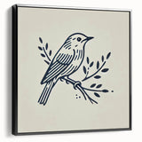 Framed wall art featuring a collection of colorful garden birds in a black frame, showcased from a side view, ideal for enhancing home decor with nature-inspired design.