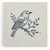 Colorful stretched canvas wall art showcasing a vibrant collection of garden birds in natural settings, perfect for home decor enthusiasts seeking nature-inspired designs.