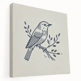 Stretched canvas wall art showcasing a vibrant garden birds design, featuring colorful illustrations of various bird species in a natural setting, perfect for home decor.