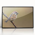 Framed wall art featuring a vibrant collection of garden birds, with a sleek black frame and acrylic front, displayed prominently for home decor enhancement.