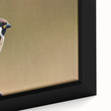 Framed wall art showcasing a vibrant garden birds design, featuring detailed illustrations of various bird species in colorful hues against a soft background, perfect for nature-themed decor.