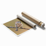 Rolled print showcasing a vibrant garden birds design, featuring various colorful bird species amidst lush greenery, ideal for home decor enthusiasts and nature lovers.