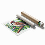 Colorful wall art print showcasing a variety of garden birds perched on branches, designed with intricate details and vibrant hues, perfect for nature enthusiasts and home decor.