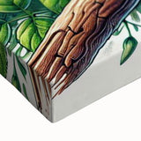 Close-up of a vibrant stretched canvas wall art featuring colorful garden birds in a whimsical design, ideal for home decor and nature lovers, showcasing intricate details and rich hues. Perfect for adding a touch of nature-inspired elegance to any room.