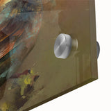 Close-up of a vibrant acrylic wall art piece depicting colorful garden birds in a lush setting, ideal for nature-inspired home decor. Perfect for bird lovers.