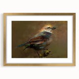 Framed wall art collection featuring vibrant garden birds design in gold frame, showcasing intricate details and rich colors, perfect for nature lovers' decor.