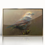 Framed wall art collection featuring a vibrant design of garden birds in gold-accented acrylic frame, perfect for enhancing home decor and adding a touch of nature.