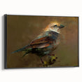 Framed canvas wall art collection showcasing a vibrant garden bird design in a black frame, highlighting colorful birds against a natural backdrop, ideal for home decor.