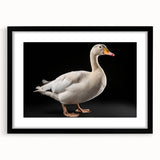 Framed wall art featuring a detailed goose design in black tones, showcased in a sleek black frame with a white mat, ideal for modern home decor.