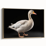 Framed canvas wall art featuring a stylish goose design in gold tones, showcasing a modern aesthetic. Ideal for enhancing home decor with nature-inspired elegance.