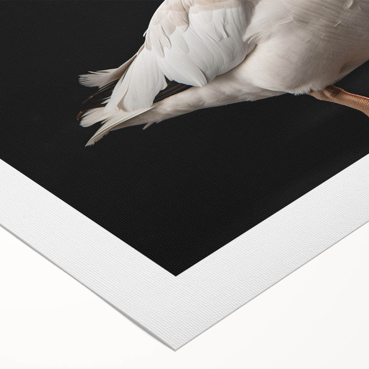 Rolled canvas artwork showcasing a vibrant goose design, featuring intricate details and a bold color palette, perfect for enhancing home decor aesthetics.