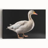 Stretched canvas wall art featuring a serene landscape design with a flock of geese flying over a tranquil lake at sunset, enhancing modern decor.
