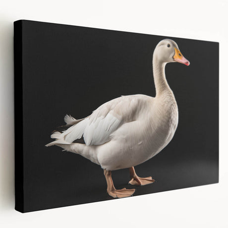 Stretched canvas wall art featuring a serene design of geese in flight, showcasing soft pastel colors and a modern aesthetic, perfect for home decor.