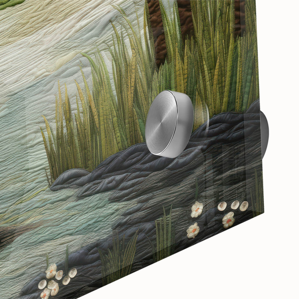 Close-up of a vibrant goose design wall art piece, showcasing intricate details and rich colors on acrylic glass, ideal for enhancing modern decor.