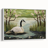 Framed canvas wall art featuring a serene goose design, showcasing gentle colors and intricate details, ideal for enhancing modern home decor.