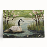 Stretched canvas wall art featuring a serene goose design, showcasing soft colors and intricate details, perfect for enhancing home decor and creating a tranquil atmosphere.