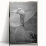Framed wall art showcasing a serene goose design in acrylic with a sleek silver frame, ideal for enhancing modern decor and creating a calming atmosphere.