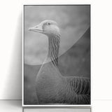 Framed wall art featuring a contemporary goose design in acrylic, showcasing a white frame. Ideal for modern decor, this piece adds elegance to any space.