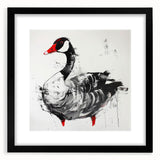 Framed wall art featuring a sophisticated goose design in black and white, showcasing intricate details. Ideal for modern decor, it enhances any living space.
