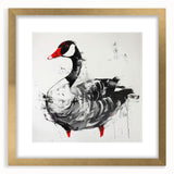 Elegant wall art featuring a framed goose design in a sophisticated gold frame, complete with a white mat, ideal for adding a touch of nature-inspired elegance to any decor. Perfect for bird lovers and home decorators seeking stylish and contemporary artwork.