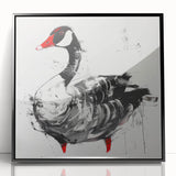 Framed wall art collection featuring a striking black acrylic design of elegant geese in flight, perfect for modern home decor. The piece showcases intricate details and bold colors, adding a touch of sophistication to any room.