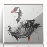 Framed wall art featuring a minimalist goose design in white acrylic, showcasing elegant lines and a modern aesthetic, perfect for contemporary home decor.