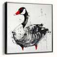 Framed wall art featuring a stylish black canvas adorned with a goose design, showcasing elegant lines and textures, perfect for modern home decor.