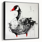 Framed wall art featuring a stylish black canvas adorned with a goose design, showcasing elegant lines and textures, perfect for modern home decor.
