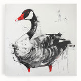 Stretched canvas wall art showcasing a vibrant goose design with intricate details, perfect for home decoration and nature-themed interiors, emphasizing creativity and beauty.