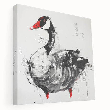 Stretched canvas wall art showcasing a minimalist design of geese in a serene landscape, perfect for modern home decor. Ideal for adding a tranquil touch to living spaces.